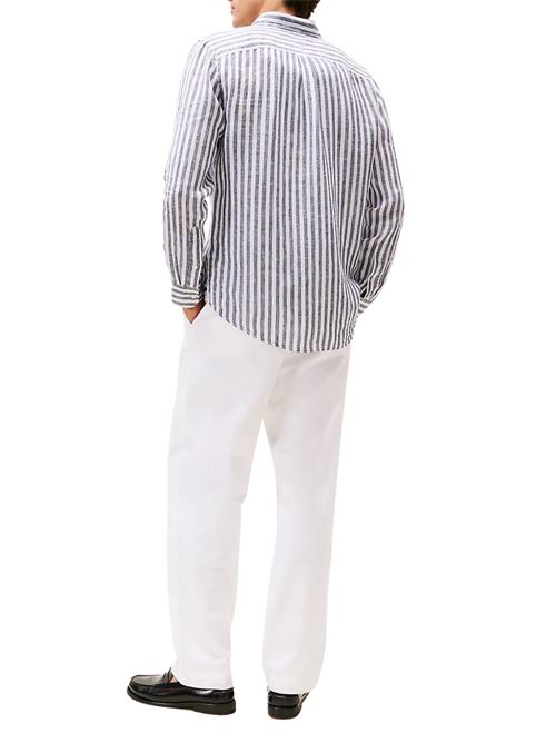 Camicia uomo azzurra/bianca in lino Tommy Hilfiger | MW0MW385810A5